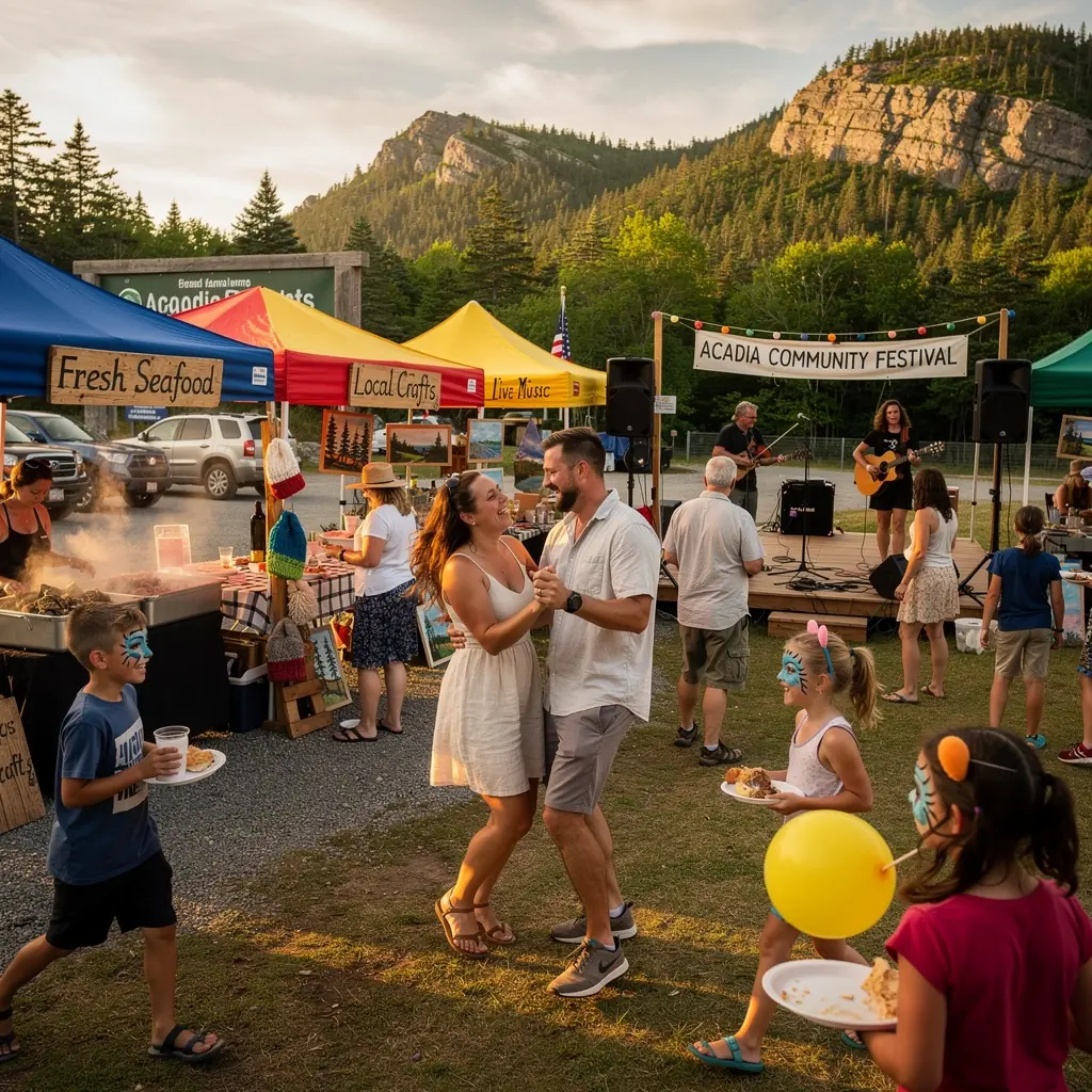 Прекрасный вид на скалистое побережье парка Акадия с маяком на фоне заката.